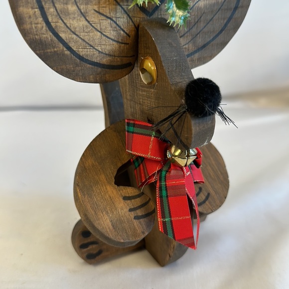 Vintage Christmas Puzzle Piece Wooden Mouse Holiday Decor - Picture 6 of 10